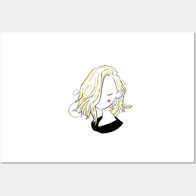 Pretty girl short hairstyles - blonde black Wall Art by Uwaki